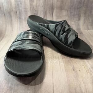 Oofos OOahh Sport Unisex Slide Black Camo "SHINY" US Men's 7 Women's 9